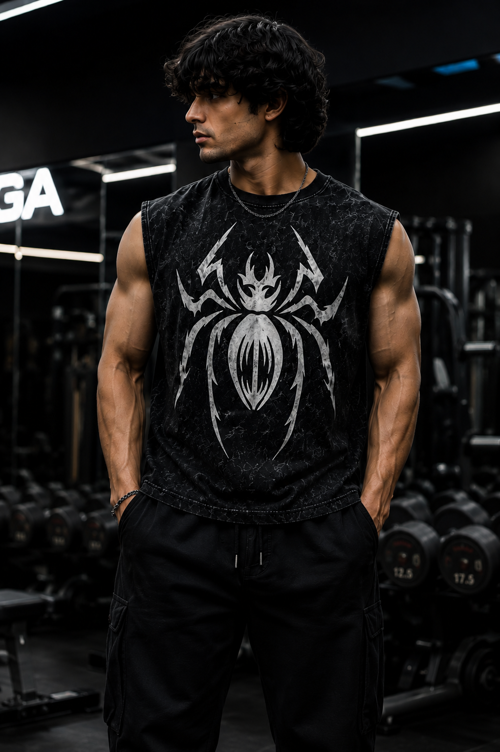 Venom Spider Vest – Acid wash Edition | Dhaga Indian Streetwear