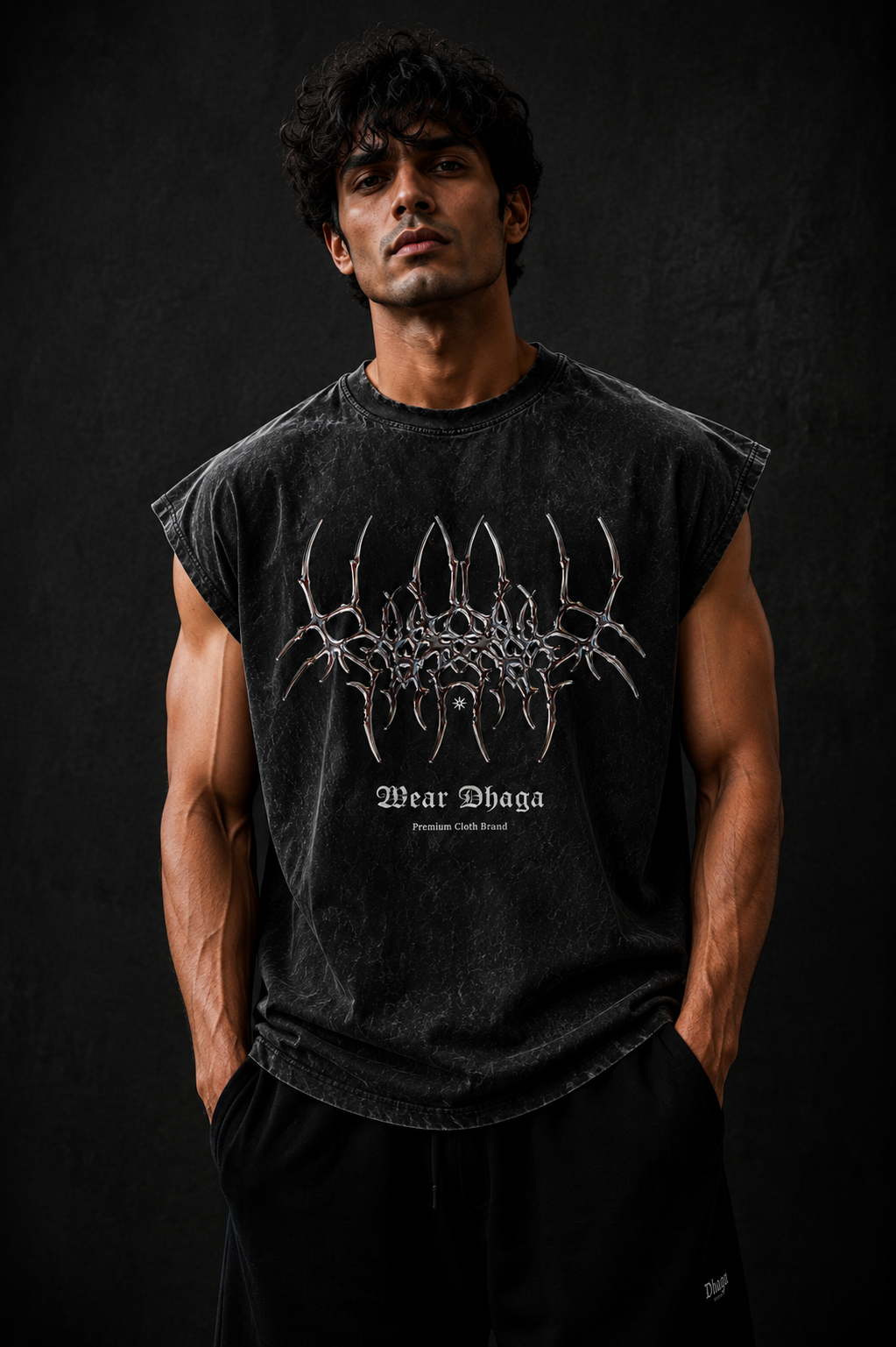 Dhaga Thorn Chrome Sleeveless Vest | Dhaga Indian Streetwear