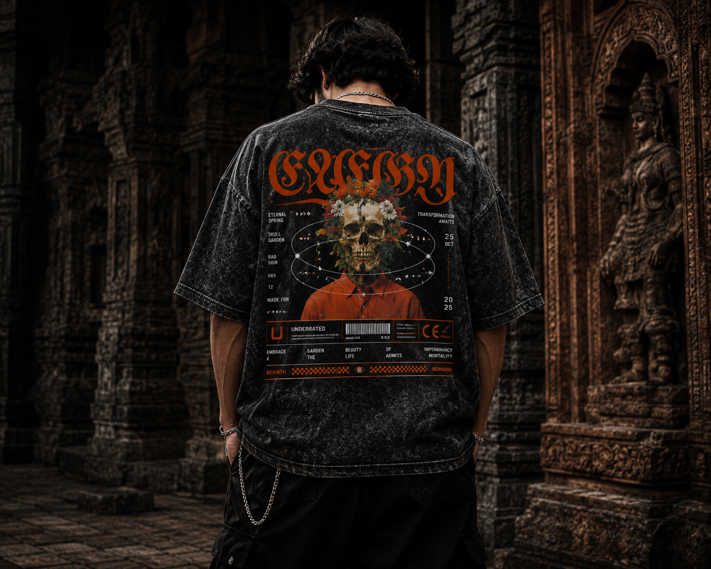 Dhaga Rebirth Oversized Acid Wash Tee | Dhaga Indian Streetwear