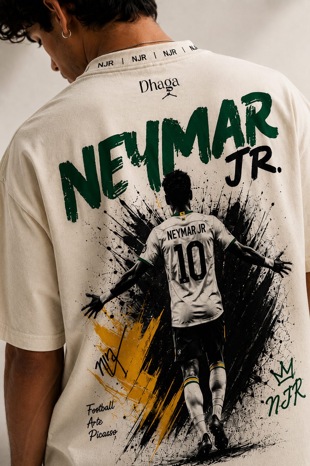 Neymar Jr. Oversized Off-White T-Shirt – Premium Football - Image 2