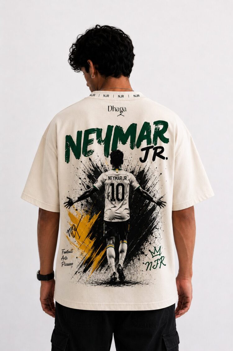 Neymar Jr. Oversized Off-White T-Shirt – Premium Football