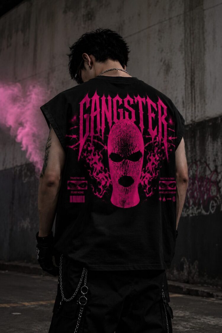 Gangster Oversized Sleeveless Black Vest